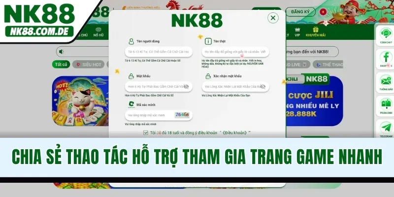 Chia sẻ thao tác hỗ trợ tham gia trang game nhanh